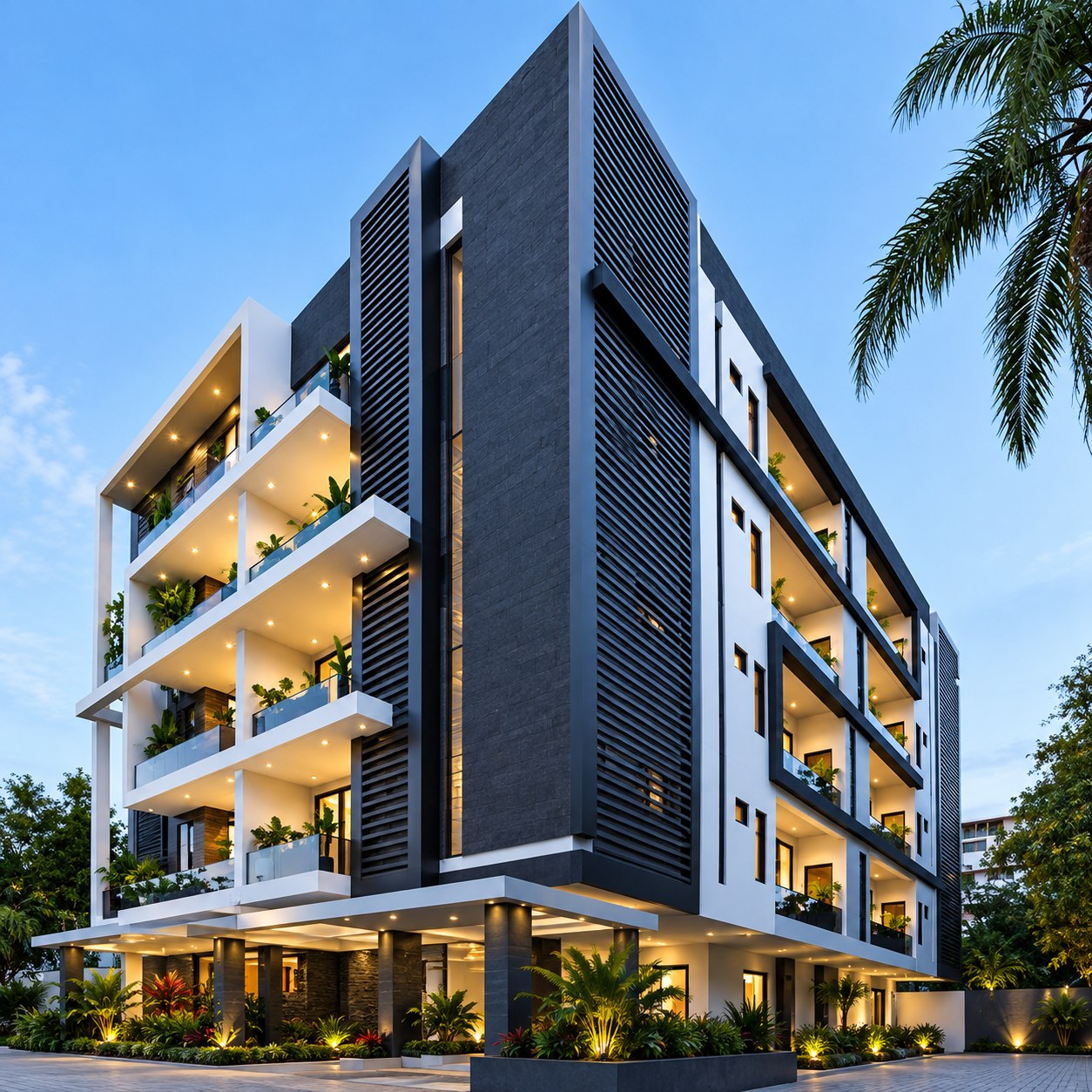 Dunvale Court property, dusk exterior view